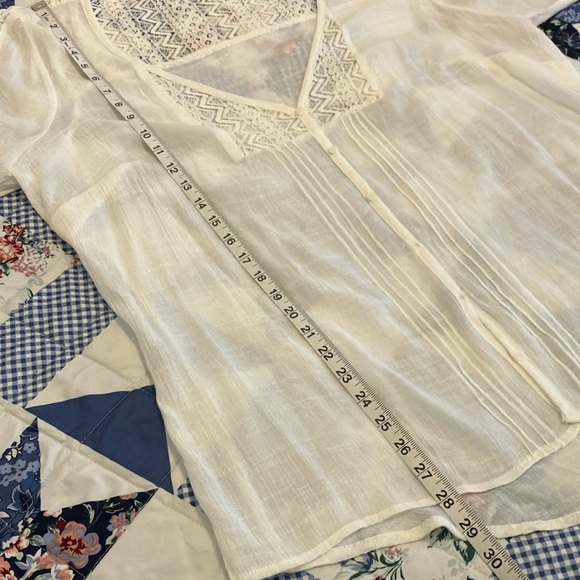 Maurices Cream Pleated Blouse with Lace Trim - Picture 6 of 6